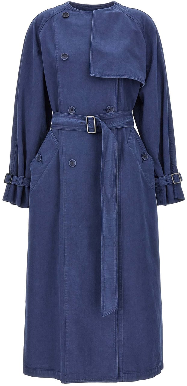 Max Mara Blue Cotton Coat Blauw