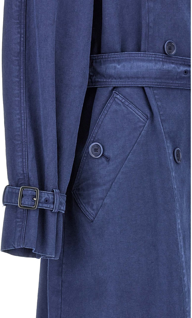 Max Mara Blue Cotton Coat Blauw