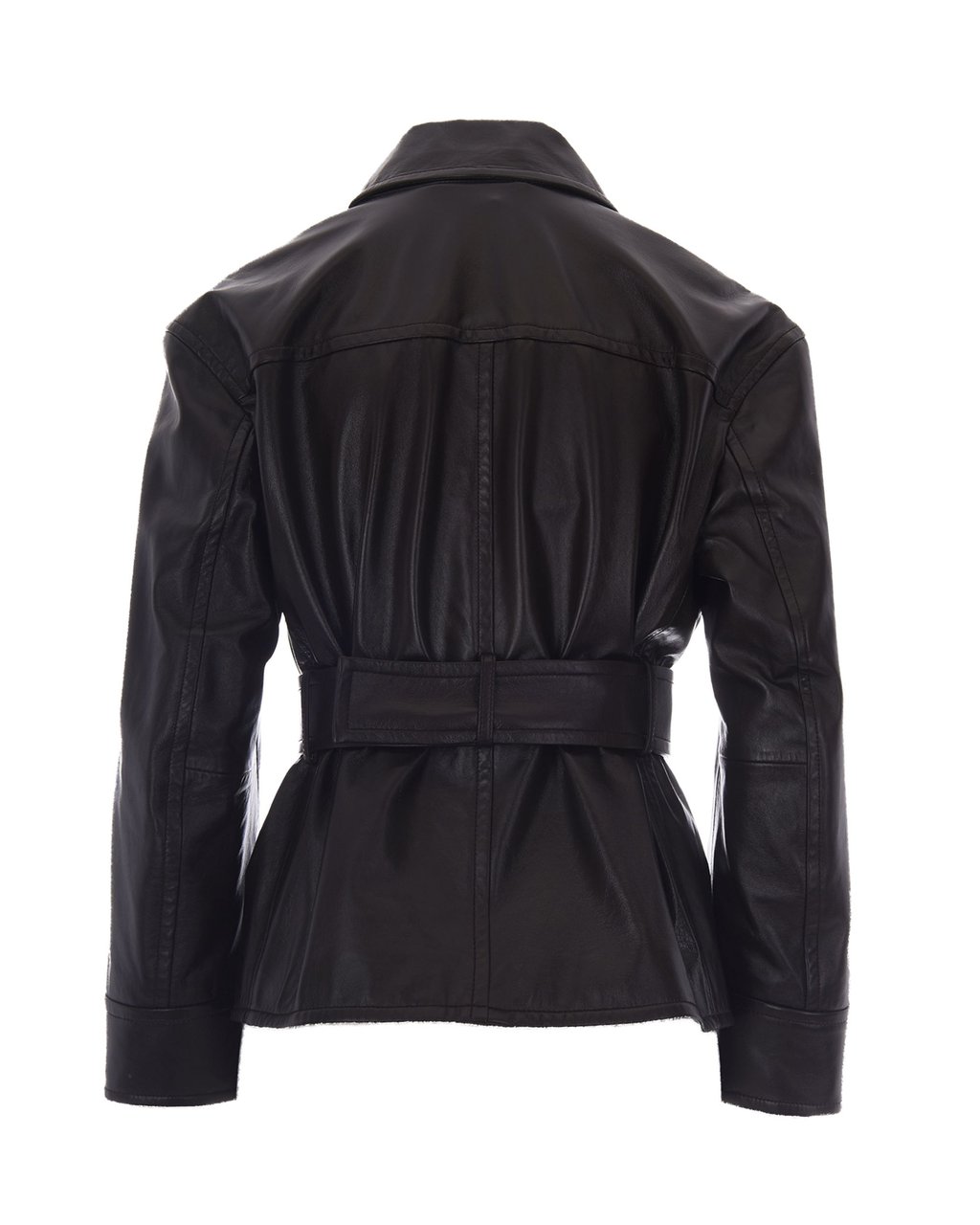Max Mara Biker Jacket With High Belt And Asymmetrical Zip Closure Zwart