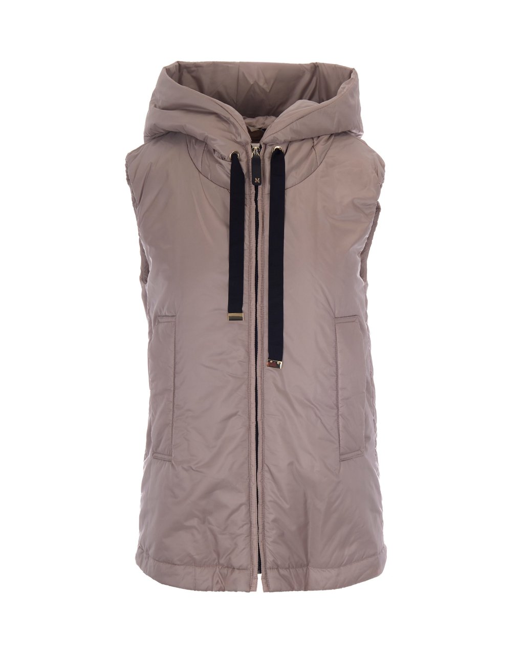 Max Mara Beige Greengo Hooded Cameluxe Padded Gilet Grijs