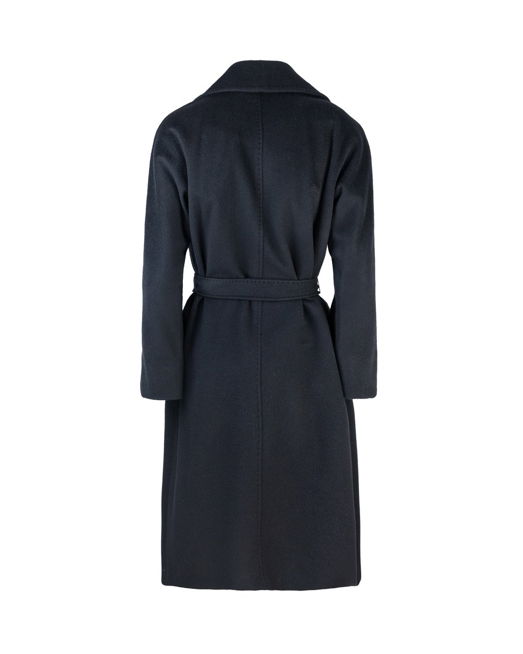 Max Mara Midi-Length Draped Coat With Flared Silhouette And Wide Lapel Zwart