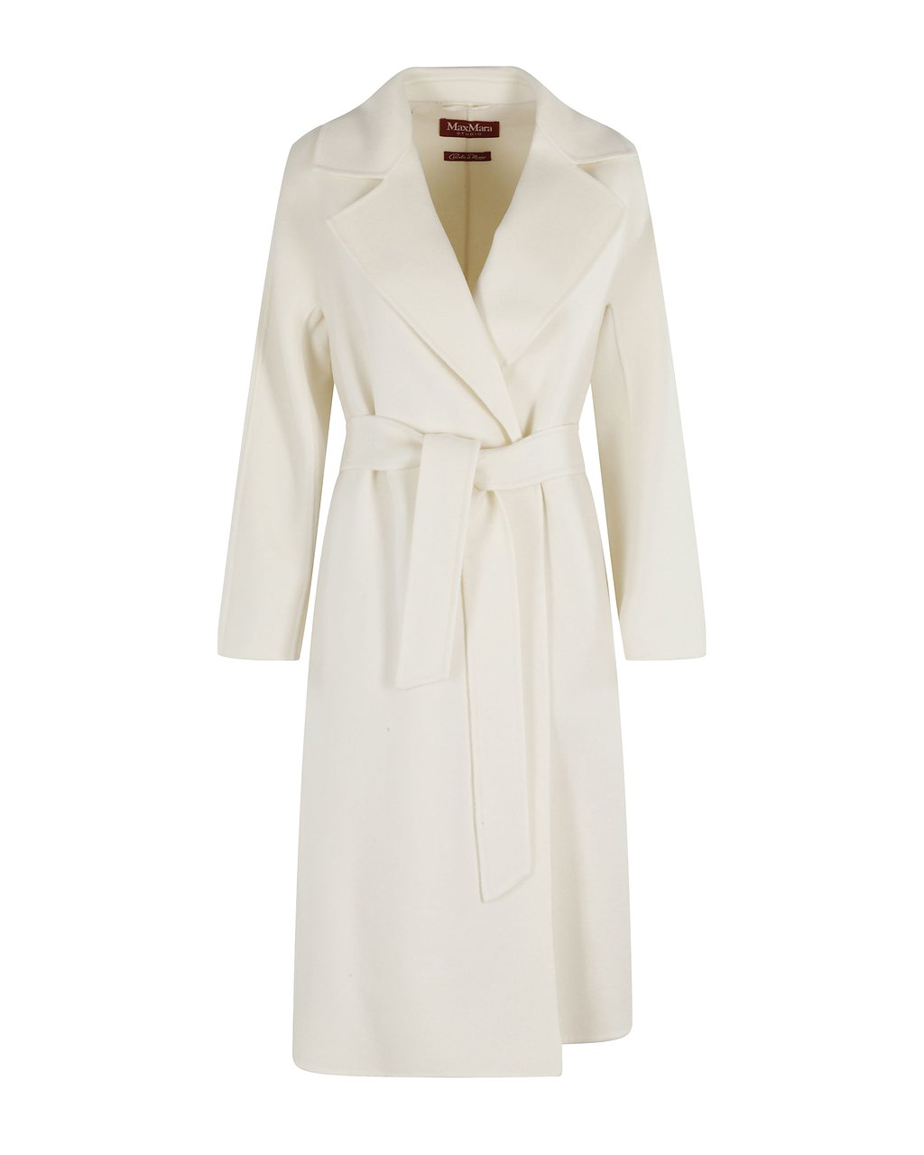Max Mara Long Wrap Coat With Belted Waist And Kimono Sleeves Wit