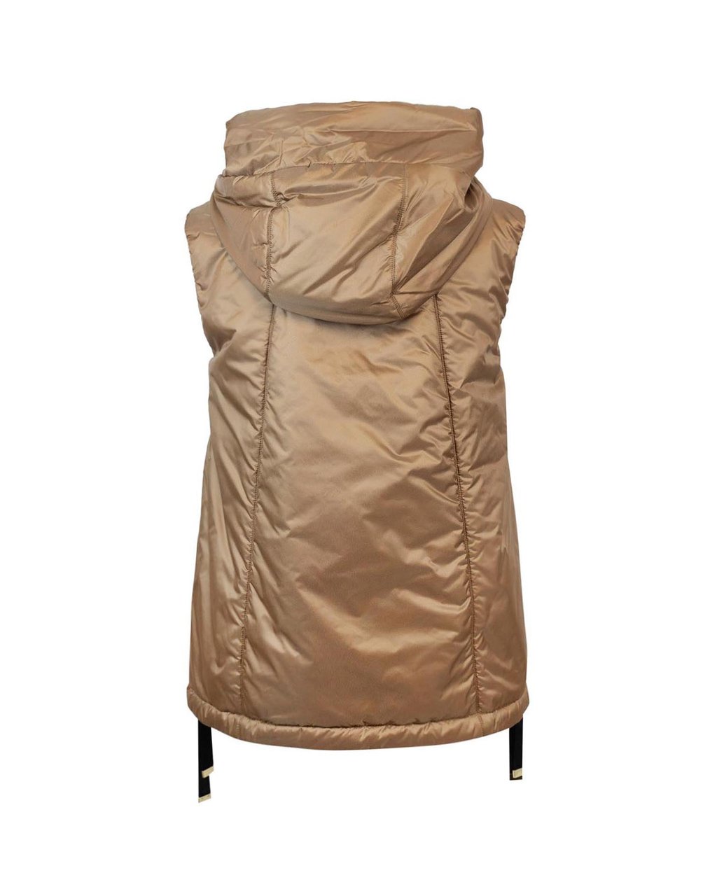 Max Mara Short Gilet With Hood And Drawstring Trim Bruin