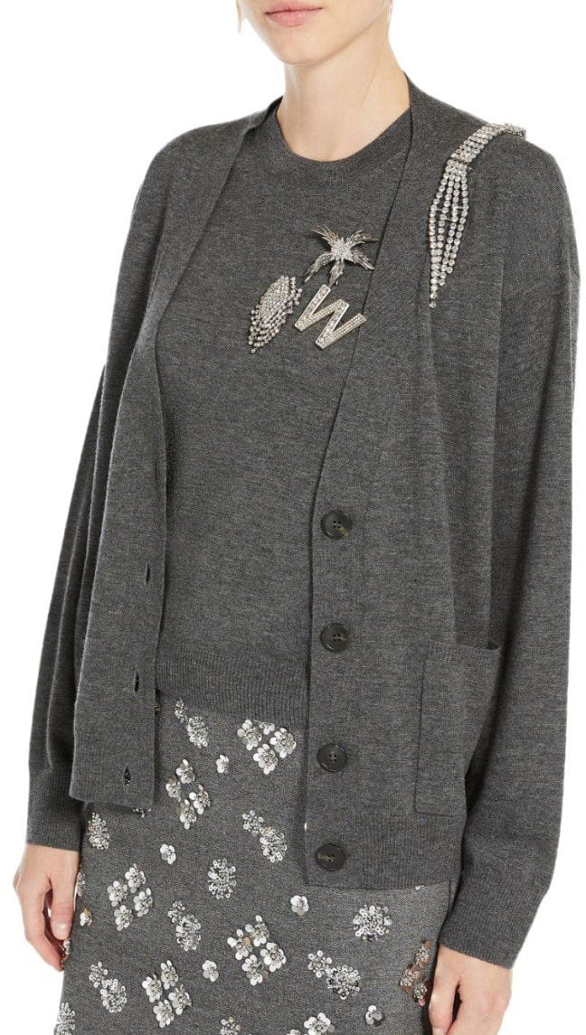 Max Mara MAX MARA WEEKEND DECANO GREY TWIN SET Grijs