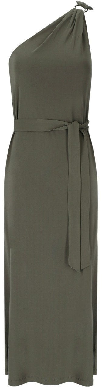 Max Mara MM MAX MARA VERBENA KHAKI ONE-SHOULDER DRESS Groen