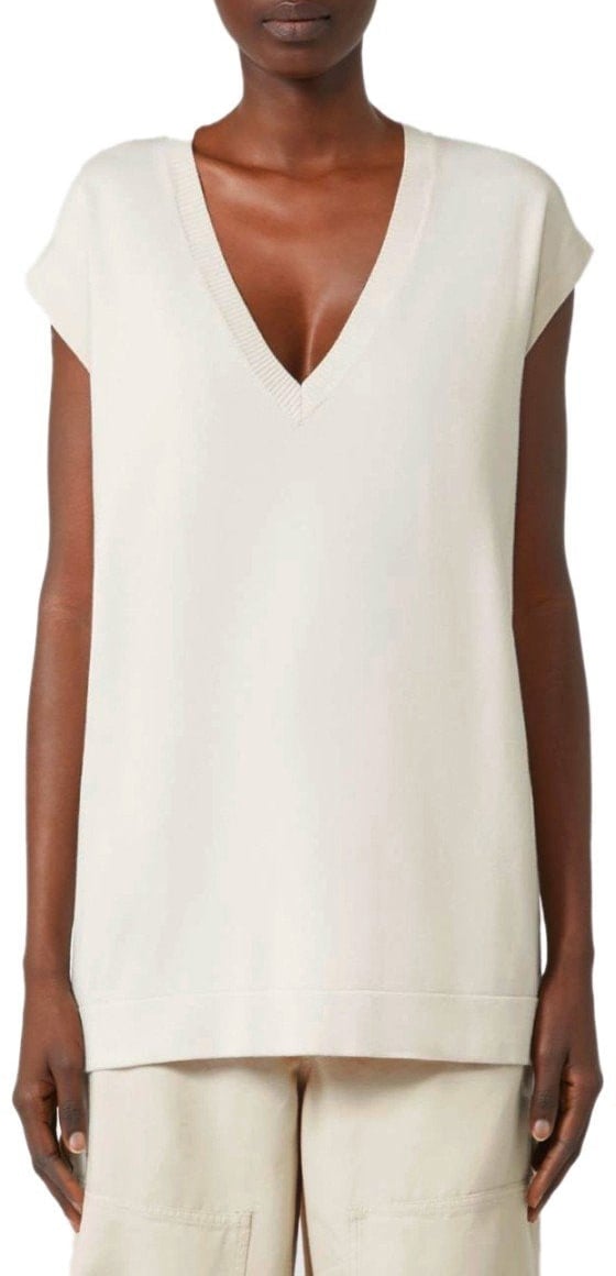 Max Mara MAX MARA WEEKEND OROSEI IVORY KNITTED VEST Wit