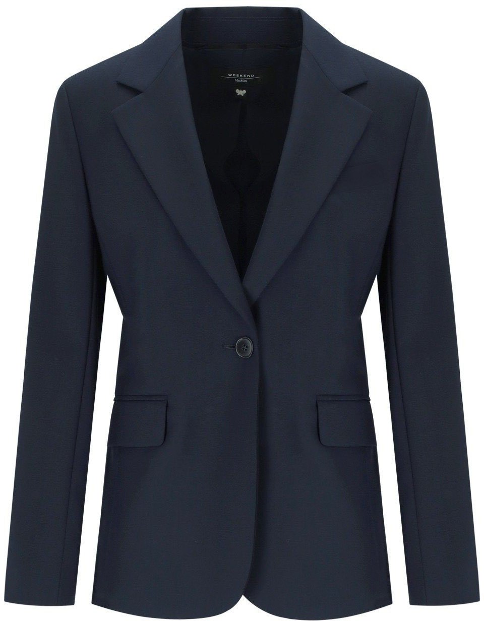 Max Mara MAX MARA WEEKEND LAMINE SINGLE-BREASTED BLAZER Blauw