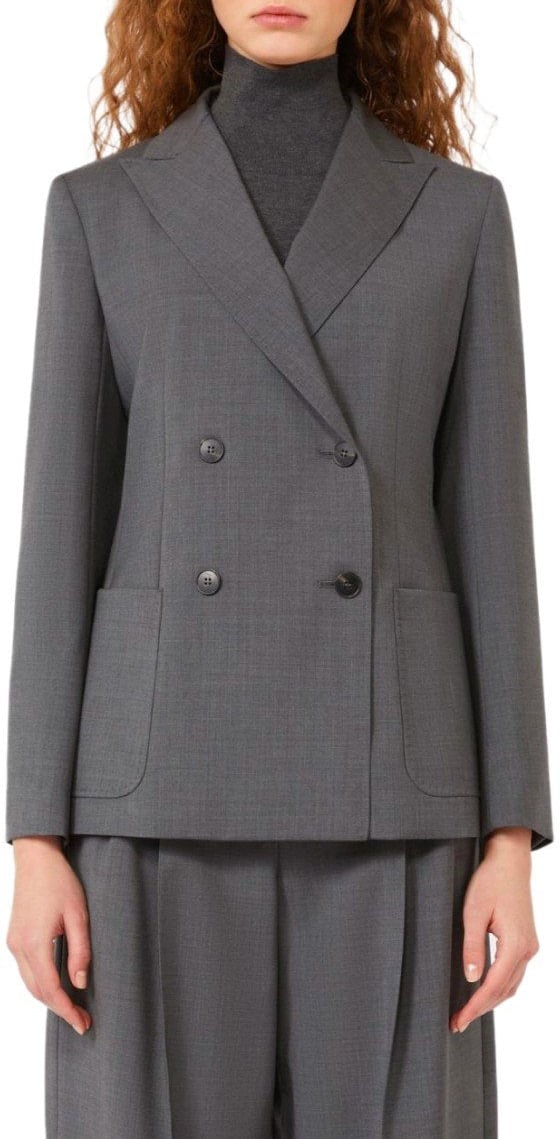 Max Mara MAX MARA WEEKEND ORNATI GREY DOUBLE-BREASTED BLAZER Grijs