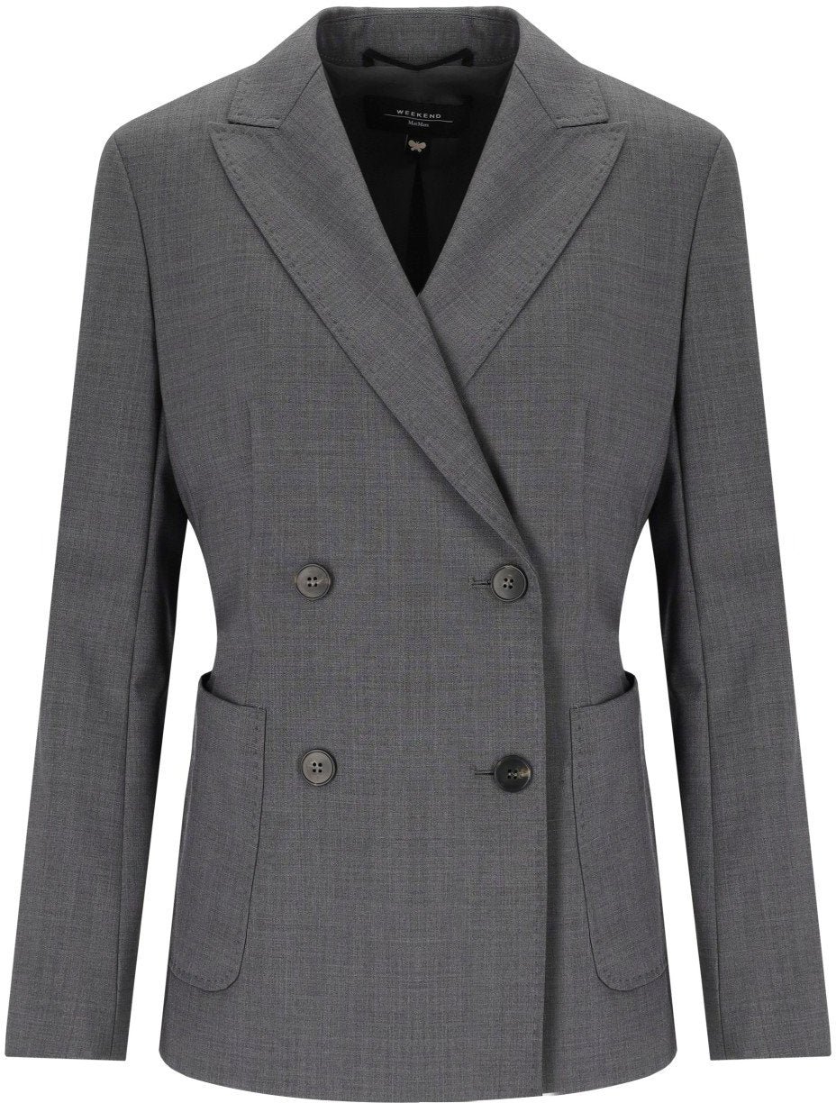 Max Mara MAX MARA WEEKEND ORNATI GREY DOUBLE-BREASTED BLAZER Grijs