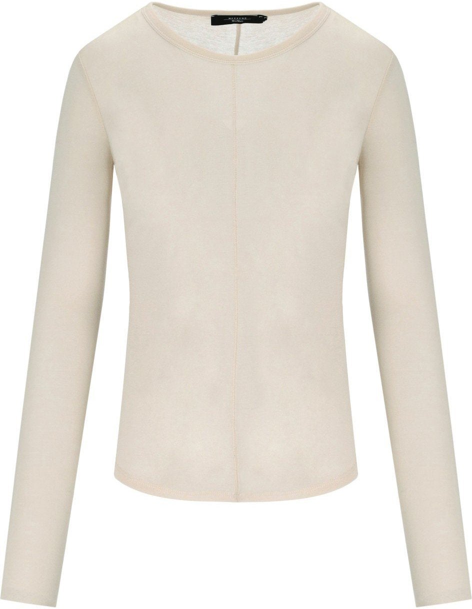 Max Mara MAX MARA WEEKEND VINCITA IVORY LONG SLEEVED T-SHIRT Wit