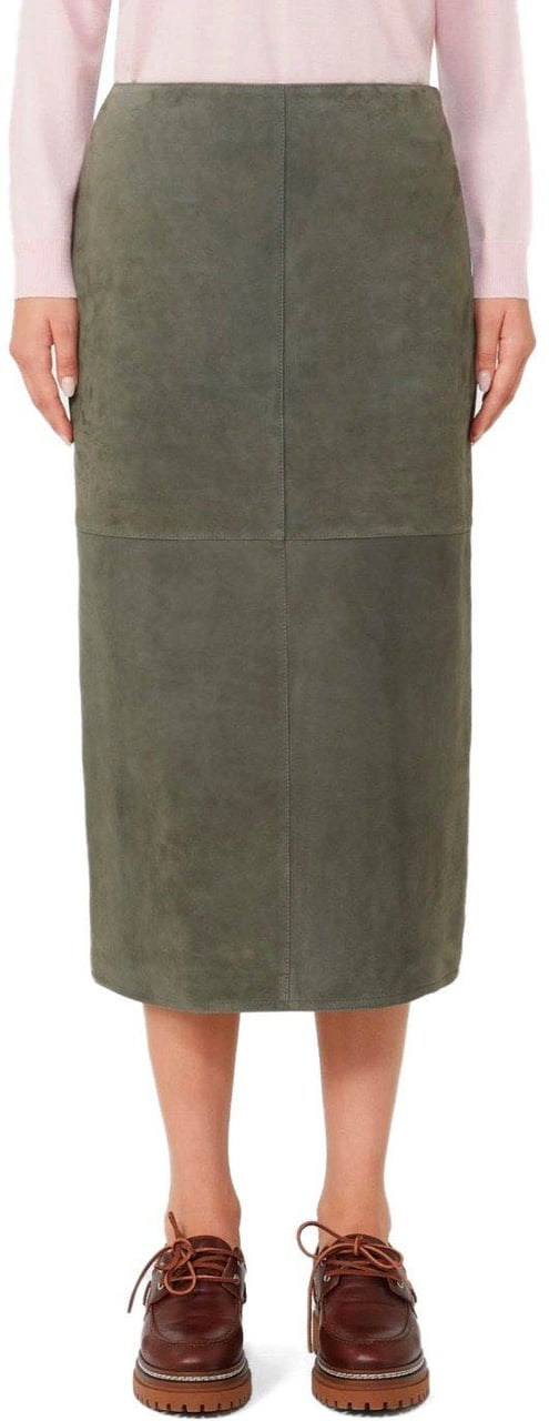 Max Mara MAX MARA WEEKEND PALA KHAKI MIDI SKIRT Groen