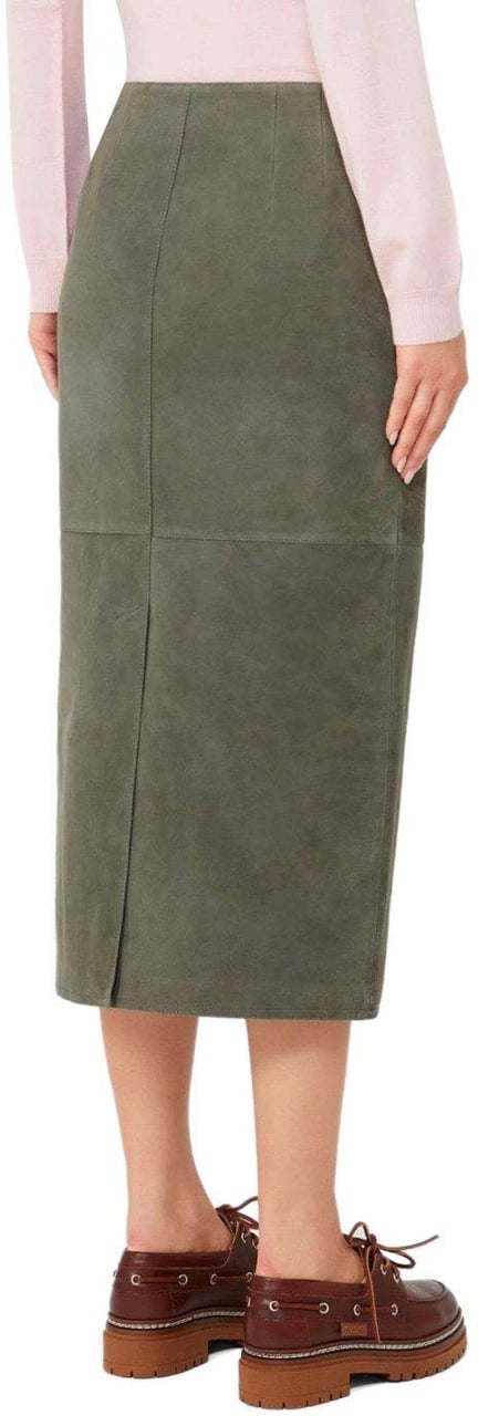 Max Mara MAX MARA WEEKEND PALA KHAKI MIDI SKIRT Groen