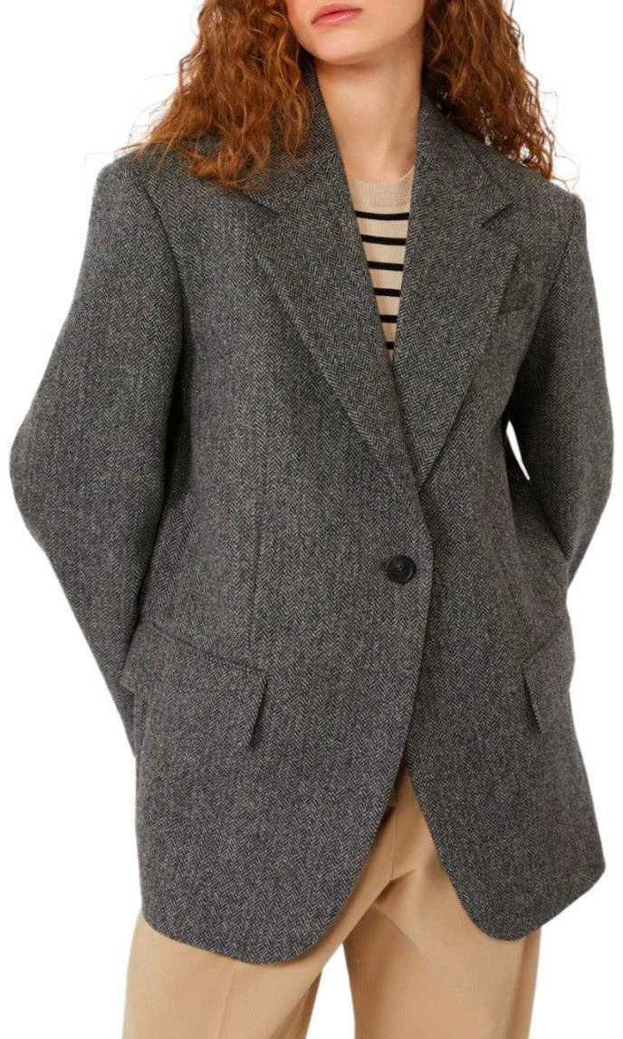 Max Mara MAX MARA WEEKEND TRONTO GREY SINGLE-BREASTED BLAZER Grijs
