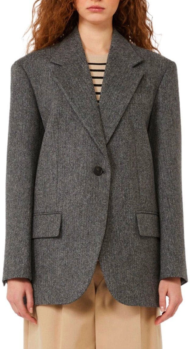 Max Mara MAX MARA WEEKEND TRONTO GREY SINGLE-BREASTED BLAZER Grijs