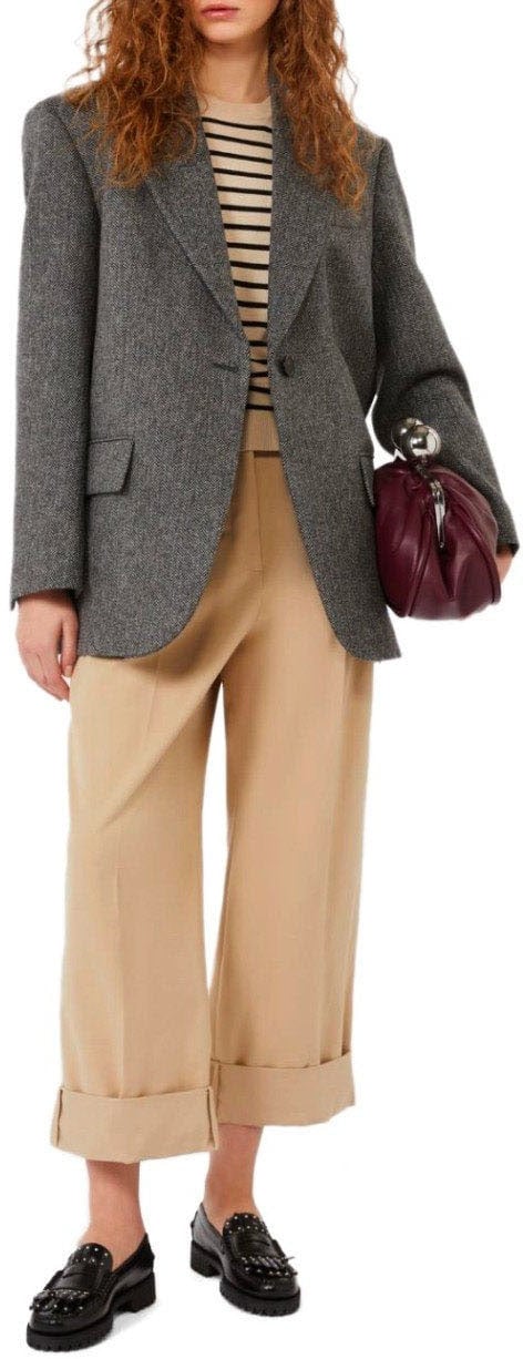 Max Mara MAX MARA WEEKEND TRONTO GREY SINGLE-BREASTED BLAZER Grijs