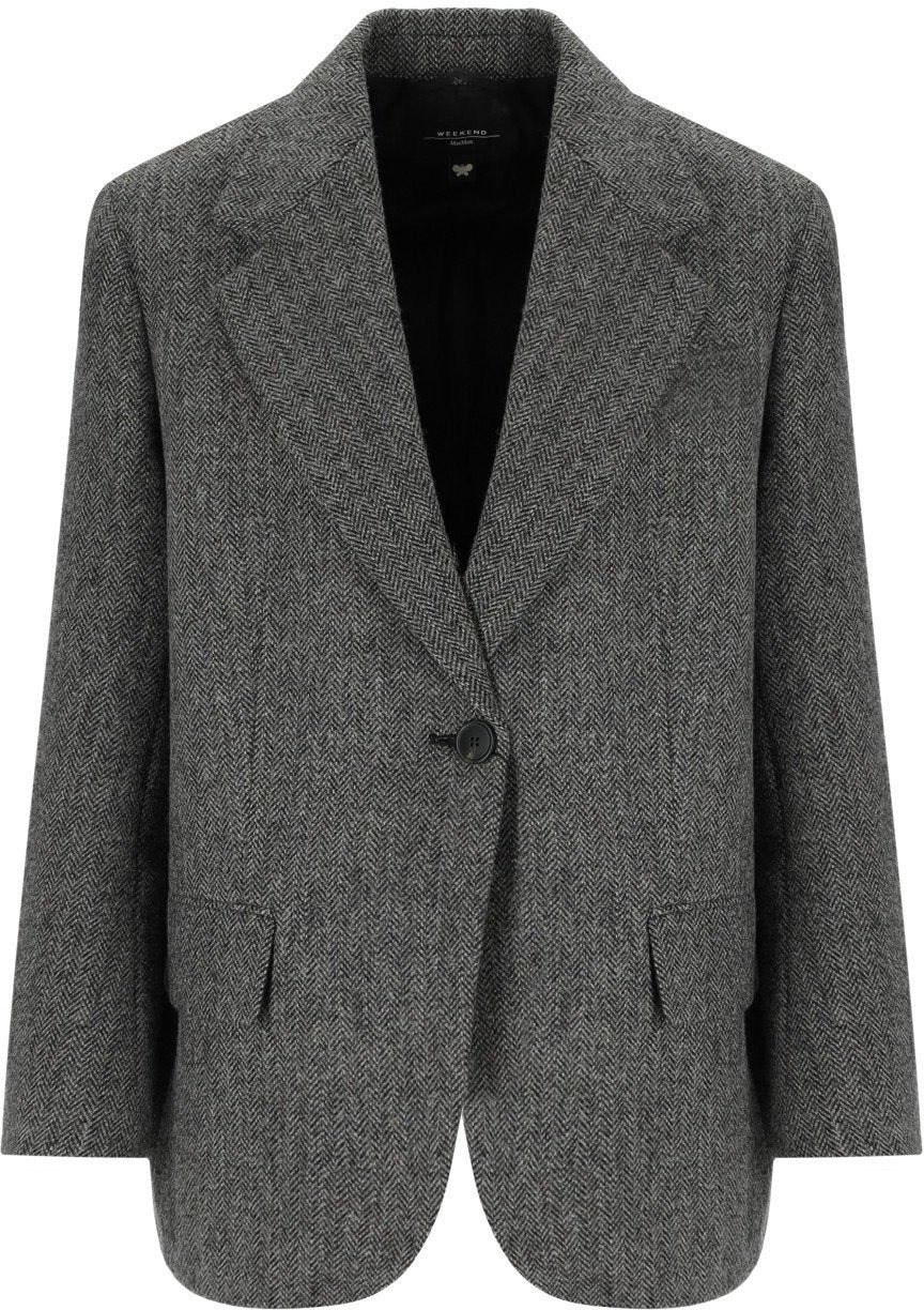 Max Mara MAX MARA WEEKEND TRONTO GREY SINGLE-BREASTED BLAZER Grijs