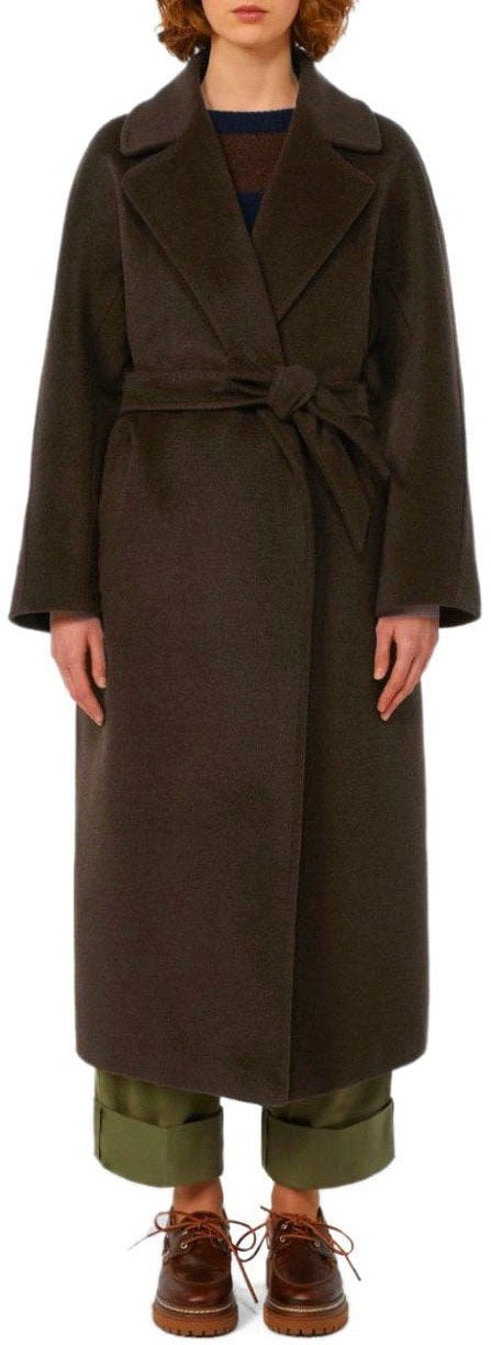 Max Mara MAX MARA WEEKEND TEMPERA CHOCOLATE BELTED COAT Bruin