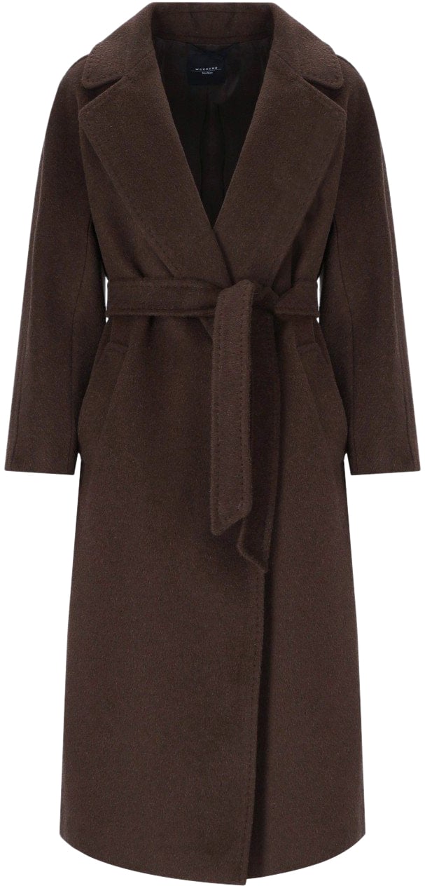 Max Mara MAX MARA WEEKEND TEMPERA CHOCOLATE BELTED COAT Bruin