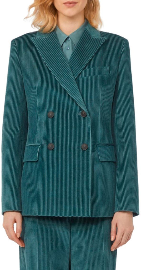Max Mara MAX MARA WEEKEND KATANGA MISTY BLUE DOUBLE-BREASTED BLAZER Groen