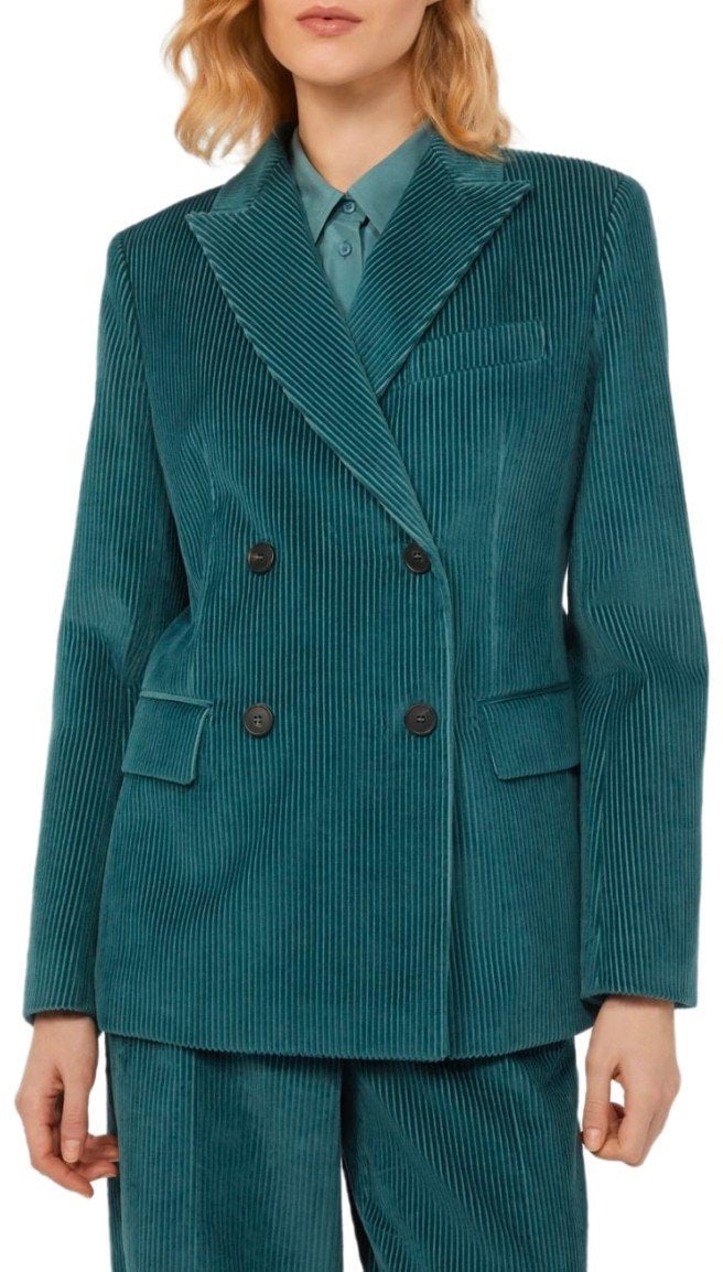 Max Mara MAX MARA WEEKEND KATANGA MISTY BLUE DOUBLE-BREASTED BLAZER Groen