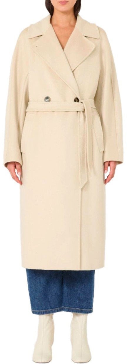 Max Mara MAX MARA WEEKEND RESINA IVORY BELTED COAT Wit