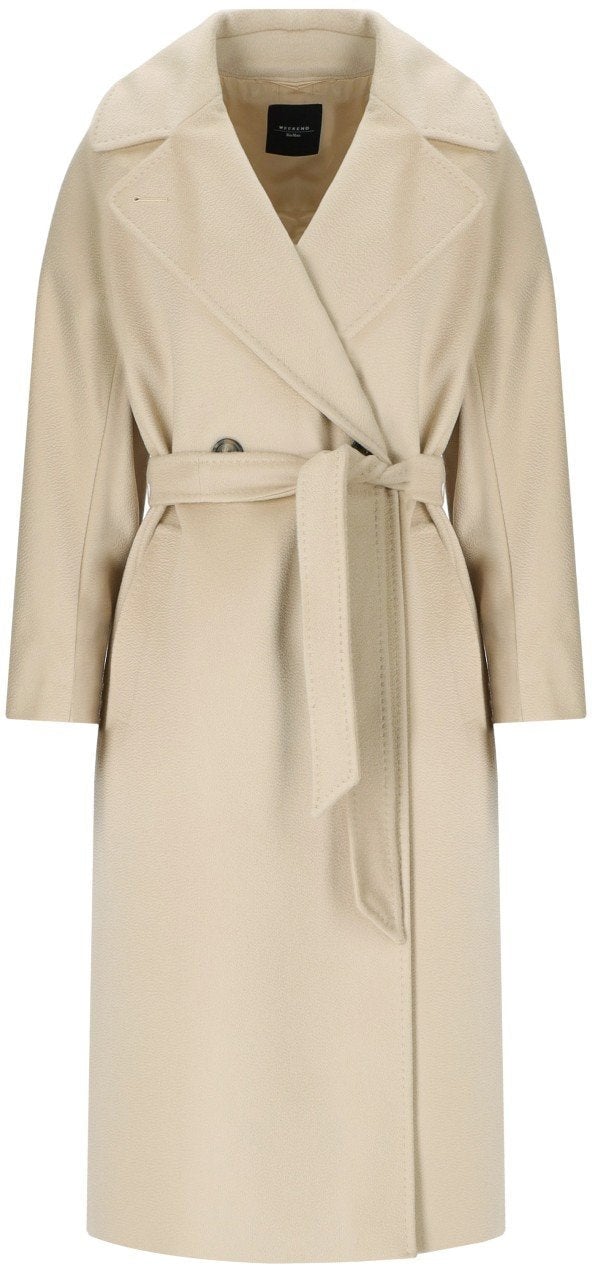 Max Mara MAX MARA WEEKEND RESINA IVORY BELTED COAT Wit