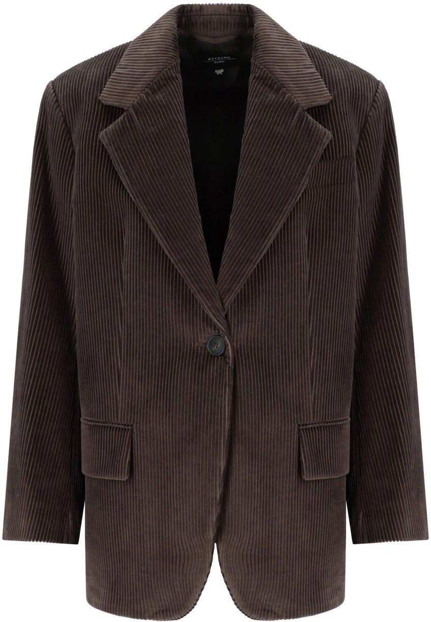 Max Mara MAX MARA WEEKEND FORMIA CHOCOLATE SINGLE-BREASTED BLAZER Bruin