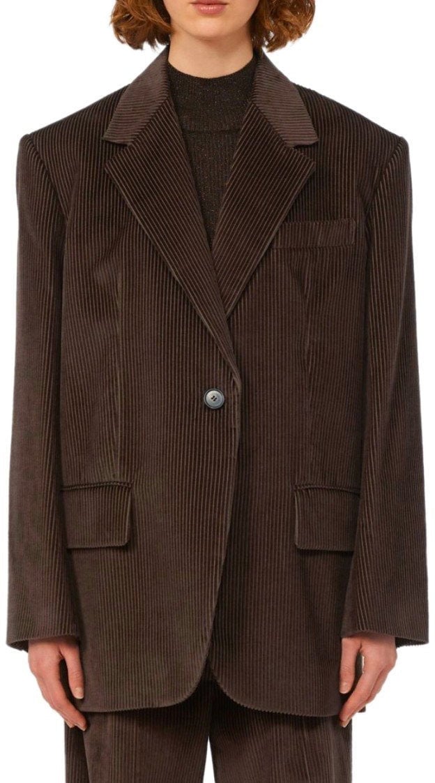 Max Mara MAX MARA WEEKEND FORMIA CHOCOLATE SINGLE-BREASTED BLAZER Bruin