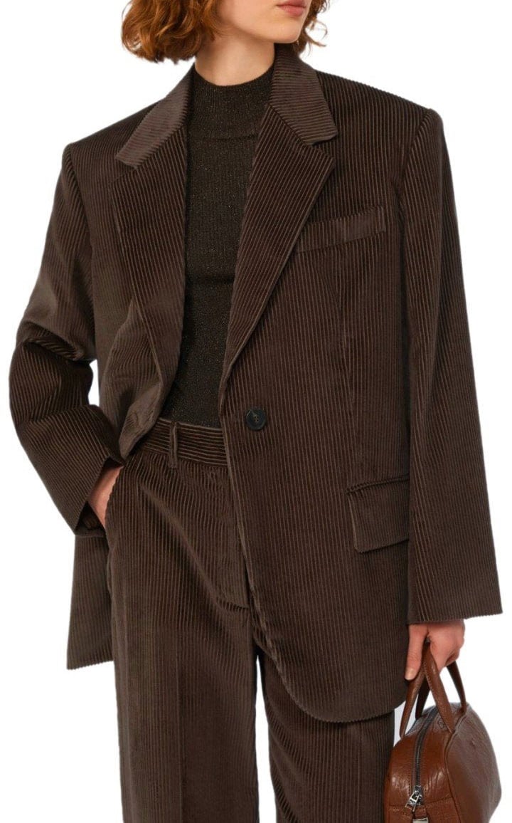 Max Mara MAX MARA WEEKEND FORMIA CHOCOLATE SINGLE-BREASTED BLAZER Bruin