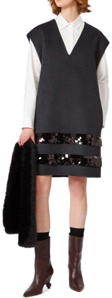 Max Mara MAX MARA WEEKEND BRUNNER1234 ANTHRACITE GREY DRESS Grijs