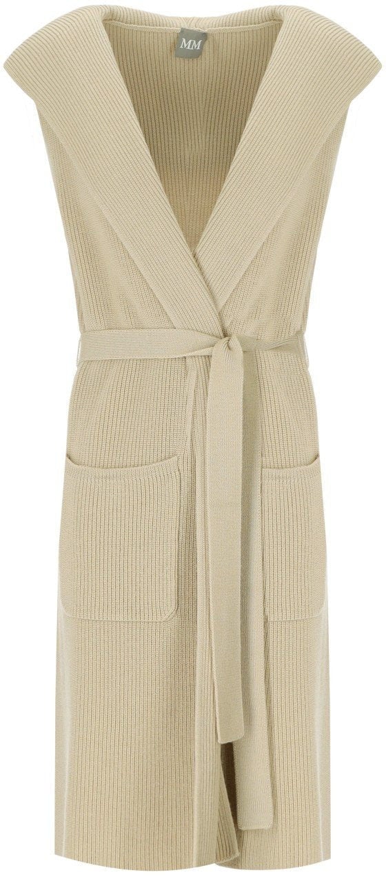 Max Mara MM MAX MARA BADESSE CREAM SLEEVELESS LONG CARDIGAN Beige