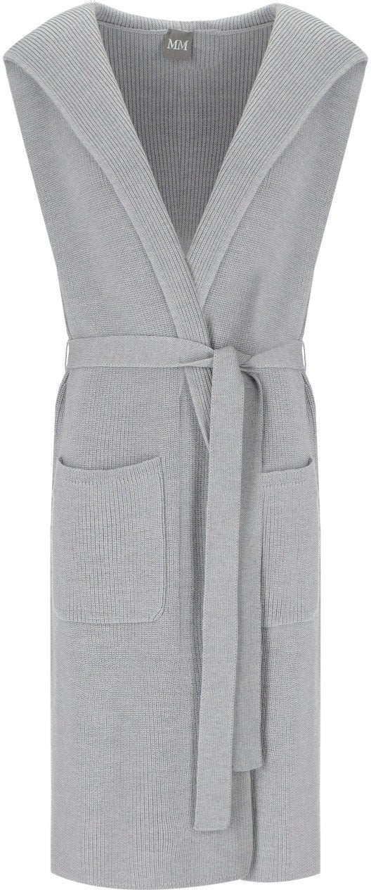 Max Mara MM MAX MARA BADESSE GREY LONG SLEEVELESS CARDIGAN Grijs