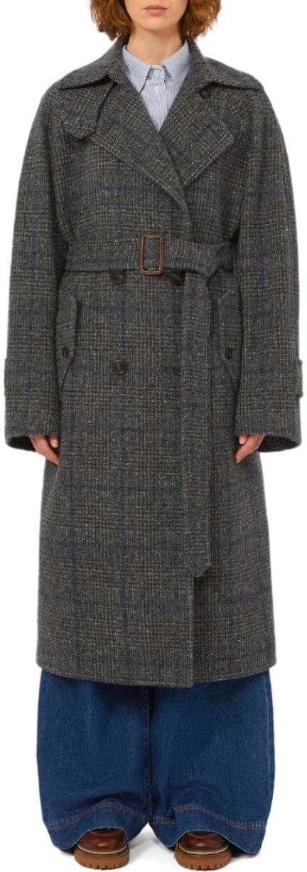 Max Mara MAX MARA WEEKEND SESTRI GREY BELTED COAT Grijs