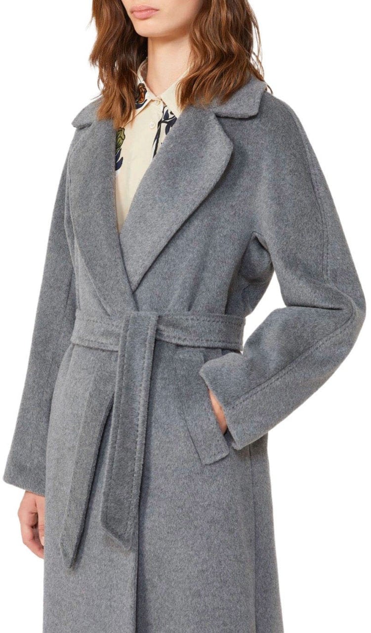 Max Mara MAX MARA WEEKEND TEMPERA GREY BELTED COAT Grijs