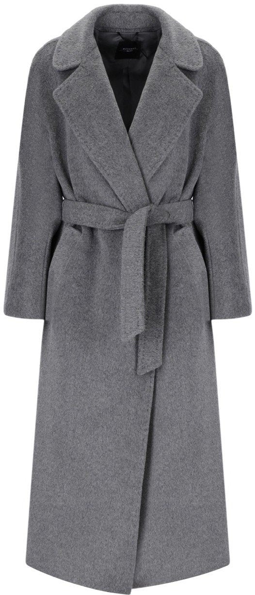 Max Mara MAX MARA WEEKEND TEMPERA GREY BELTED COAT Grijs