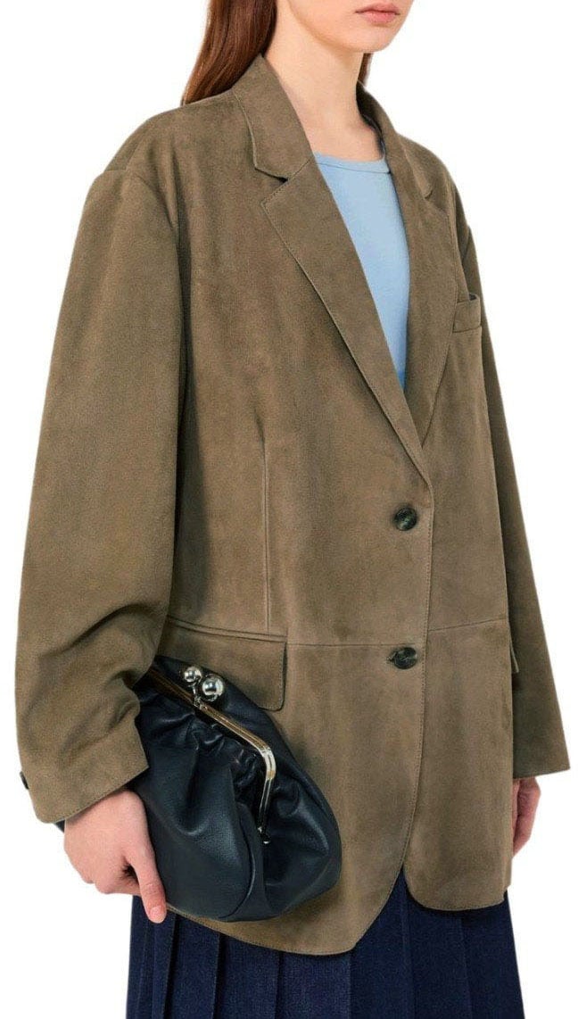 Max Mara MAX MARA WEEKEND CEDRO BROWN SINGLE-BREASTED BLAZER Beige