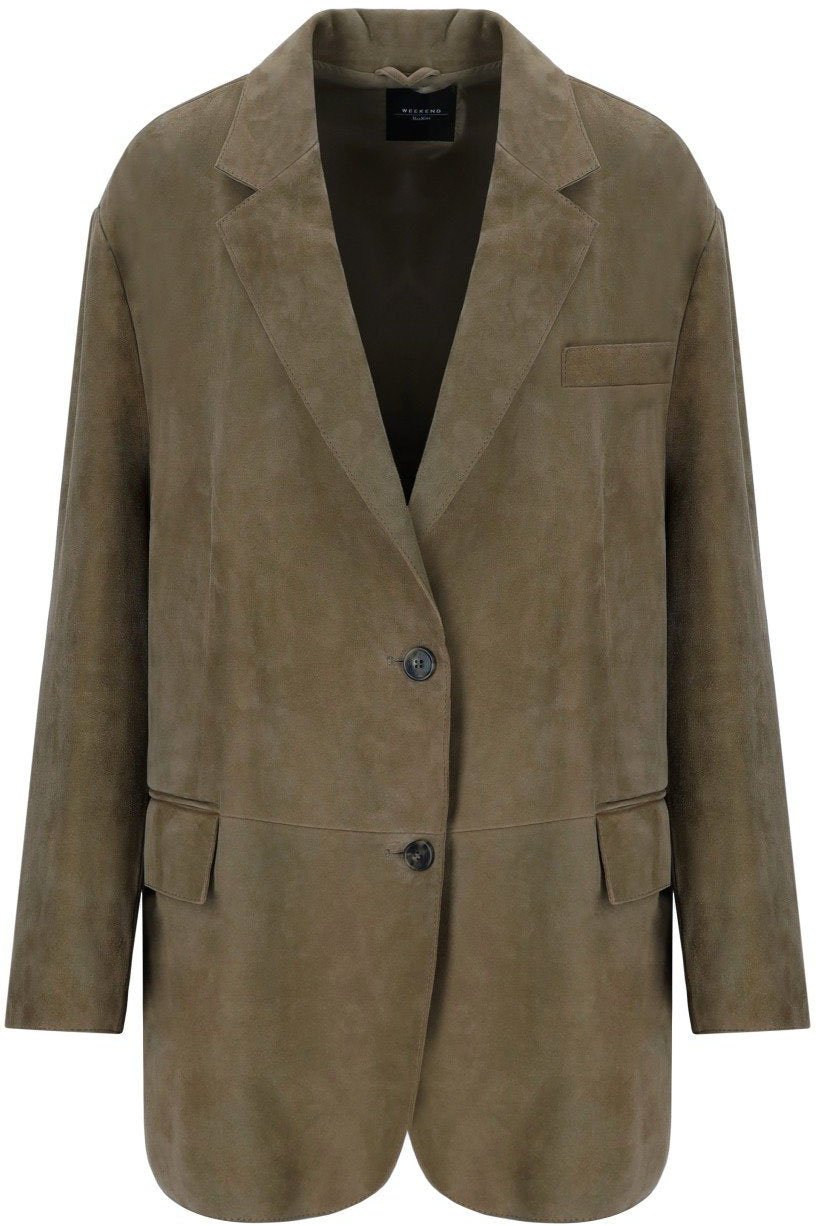 Max Mara MAX MARA WEEKEND CEDRO BROWN SINGLE-BREASTED BLAZER Beige