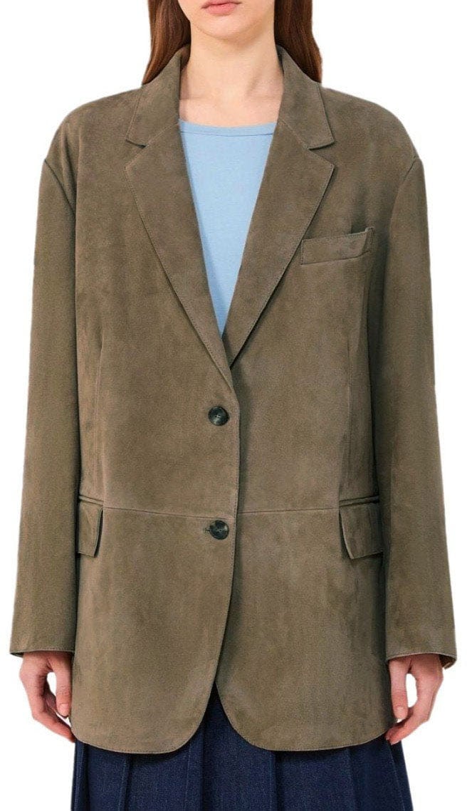 Max Mara MAX MARA WEEKEND CEDRO BROWN SINGLE-BREASTED BLAZER Beige