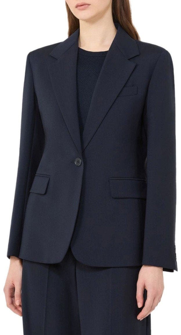 Max Mara MAX MAR WEEKEND LAMINE SINGLE-BREASTED BLAZER Blauw