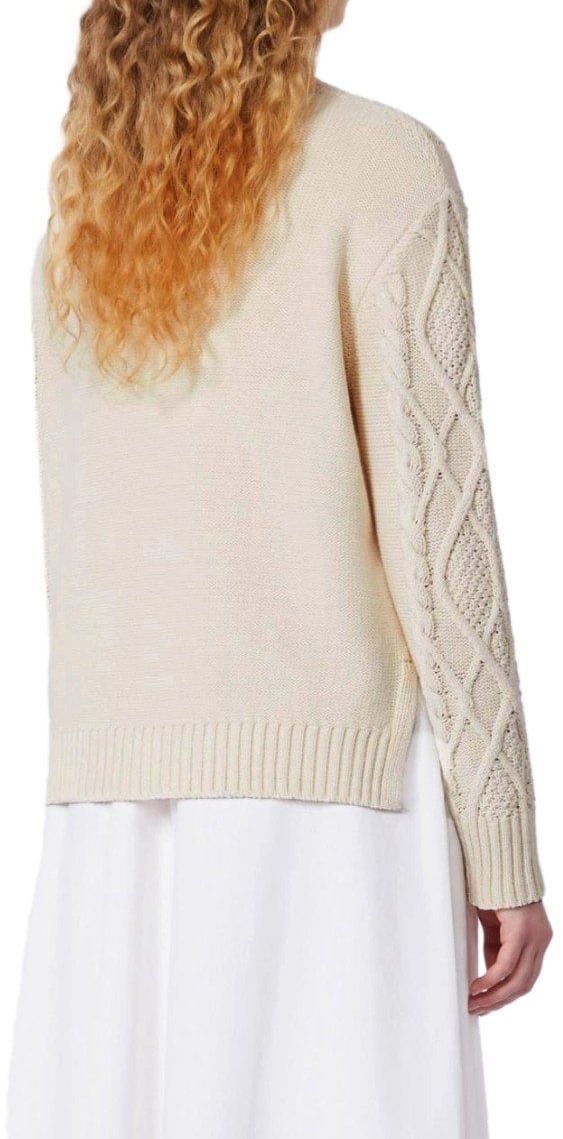 Max Mara MAX MARA WEEKEND TENORE ECRU CREWNECK SWEATER Beige