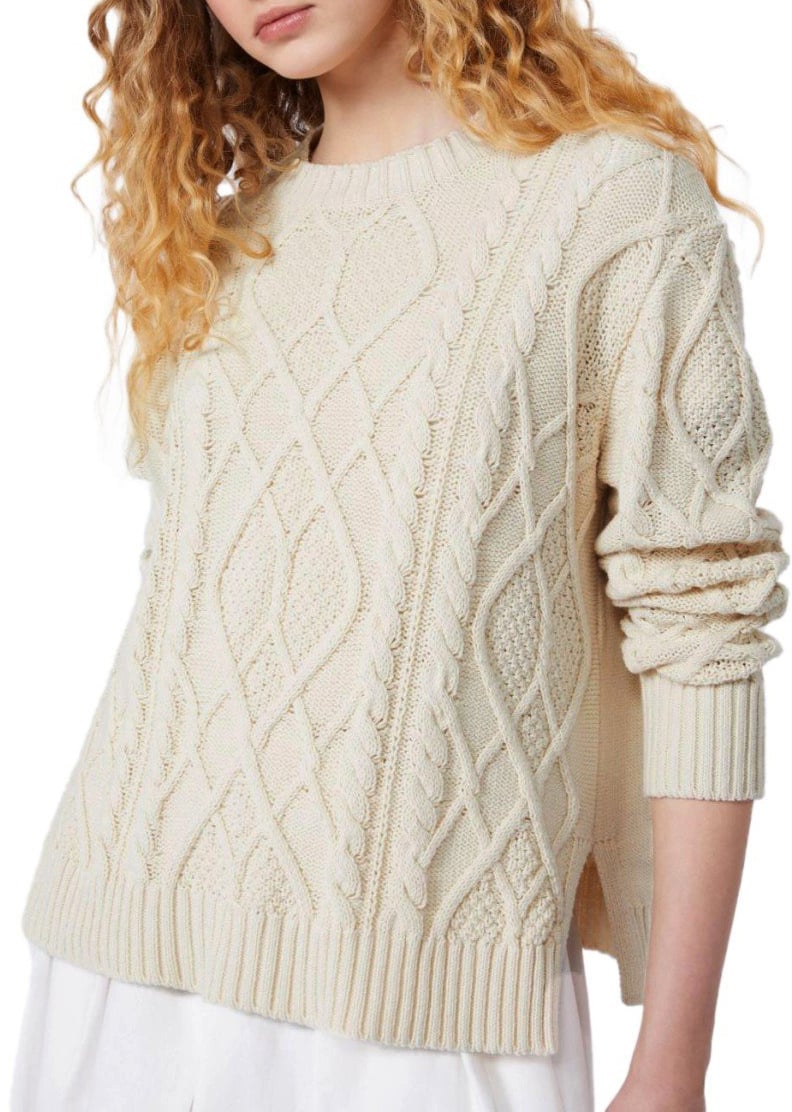 Max Mara MAX MARA WEEKEND TENORE ECRU CREWNECK SWEATER Beige