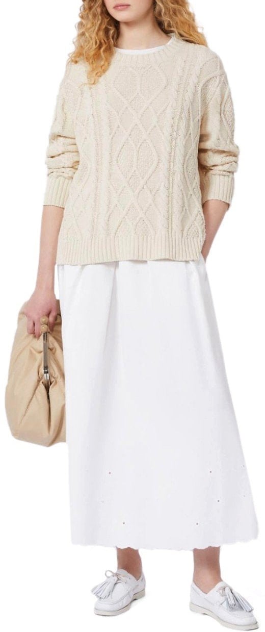 Max Mara MAX MARA WEEKEND TENORE ECRU CREWNECK SWEATER Beige