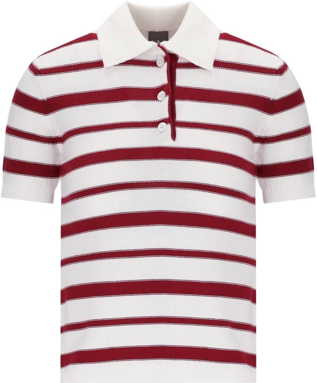 Max Mara MM MAX MARA CARIOCA STRIPED KNITTED POLO-SHIRT Wit