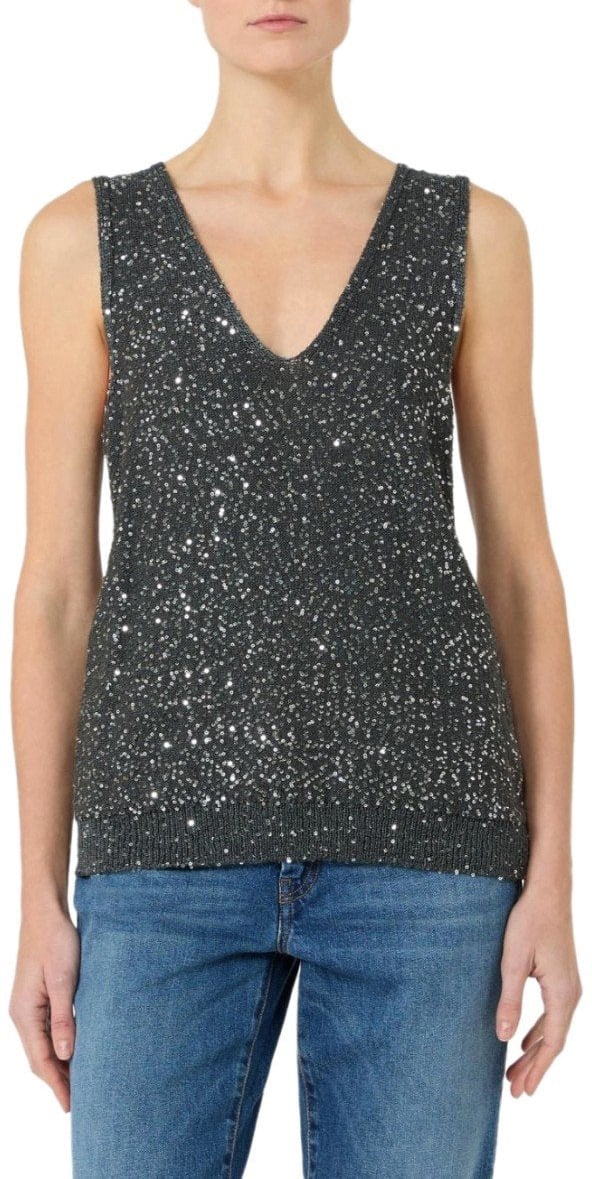 Max Mara MAX MARA WEEKEND TEMPO ANTHRACITE GREY TOP Grijs