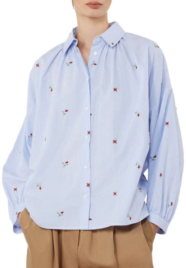 Max Mara MAX MARA WEEKEND BUTTERFLY LIGHT BLUE SHIRT Lichtblauw