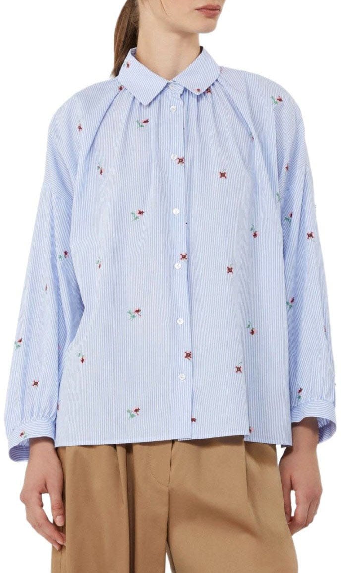 Max Mara MAX MARA WEEKEND BUTTERFLY LIGHT BLUE SHIRT Lichtblauw