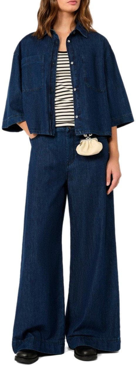 MAX MARA WEEKEND VEGA DARK WIDE LEG JEANS Blauw