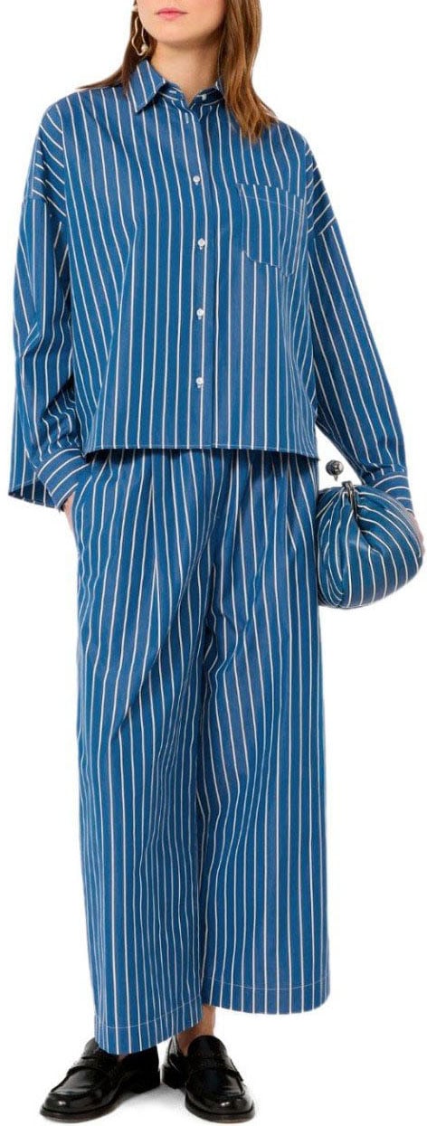 MAX MARA WEEKEND ONORE WHITE STRIPED SHIRT Blauw
