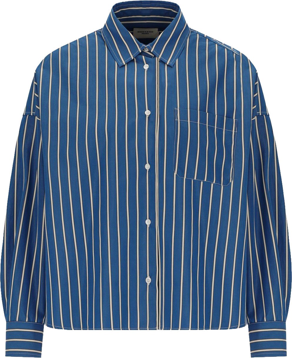 MAX MARA WEEKEND ONORE WHITE STRIPED SHIRT Blauw