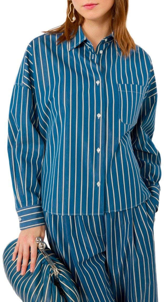 MAX MARA WEEKEND ONORE WHITE STRIPED SHIRT Blauw